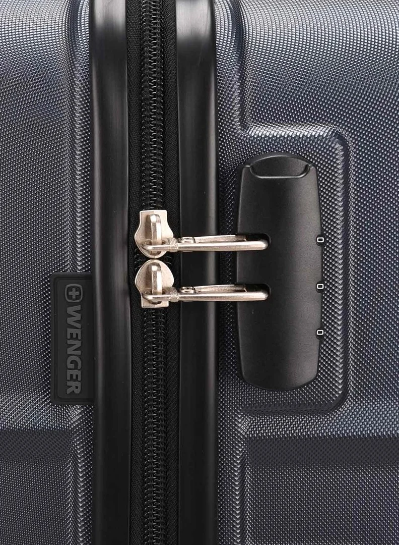 Wenger Navy blue Amplar 3 Piece (53+65+75 Cm) 4-Double Wheeled Hardside Non-Expandable Luggage Trolley Set - Navy Blue  | Best Price UAE